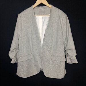 💙 H&M Blazer Lined Ruched Sleeves Size XL Preppy Office Work Formal